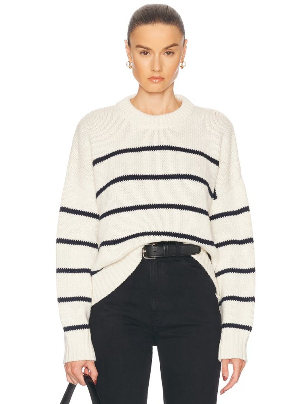 Jenni Kayne Chloe Striped Cotton Crewneck Sweater S $325